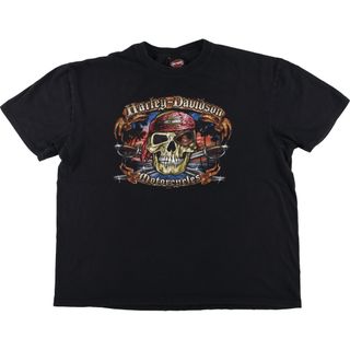 ハーレーダビッドソン(Harley Davidson)の古着 ハーレーダビッドソン Harley-Davidson ドクロ柄 スカル柄 モーターサイクル バイクTシャツ メンズXXL /eaa450923(Tシャツ/カットソー(半袖/袖なし))