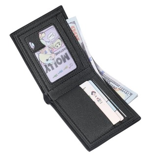 コンパクト！　二つ折り財布　ブラック　ワンポイント　軽量　牛革　カジュアル(折り財布)