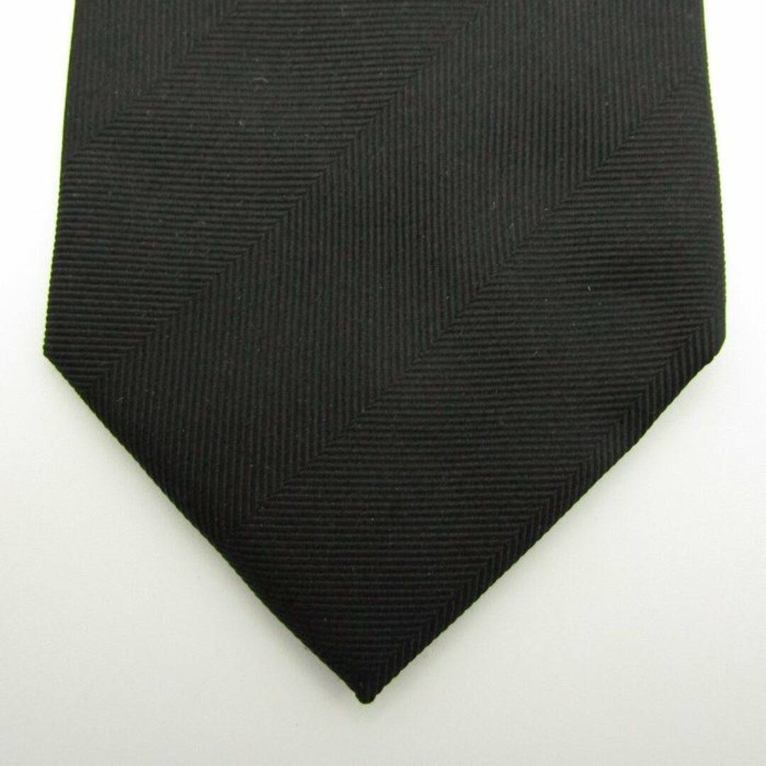 スーツセレクト ブランド ネクタイ 無地 ヘリンボーン柄 シルク PO  メンズ ブラック SUIT SELECT メンズのファッション小物(ネクタイ)の商品写真