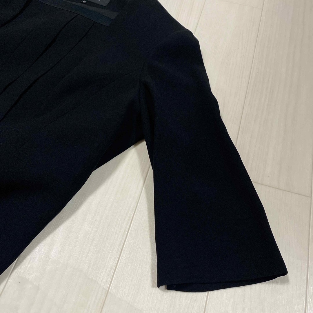 ソーシャルタイム フォーマル ワンピース ひざ丈 七分袖 11 黒 ブラック  レディースのフォーマル/ドレス(礼服/喪服)の商品写真