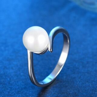 シルバー925 パールリング９号 真珠デザイン プラチナメッキ指輪★結婚式(リング(指輪))