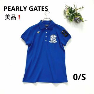 パーリーゲイツ(PEARLY GATES)の美品❗️パーリーゲイツ　0/S 半袖ポロシャツ　ブルー　カモフラスリーブロゴ(ウエア)