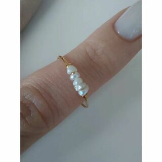 ゴールド パールリング淡水真珠 ステンレス指輪k１８色★指元の気品簡単UP(リング(指輪))