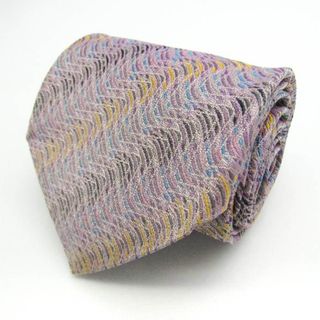 ミッソーニ(MISSONI)のミッソーニ ブランド ネクタイ ストライプ柄 パネル柄 シルク イタリア製 PO  メンズ パープル Missoni(ネクタイ)