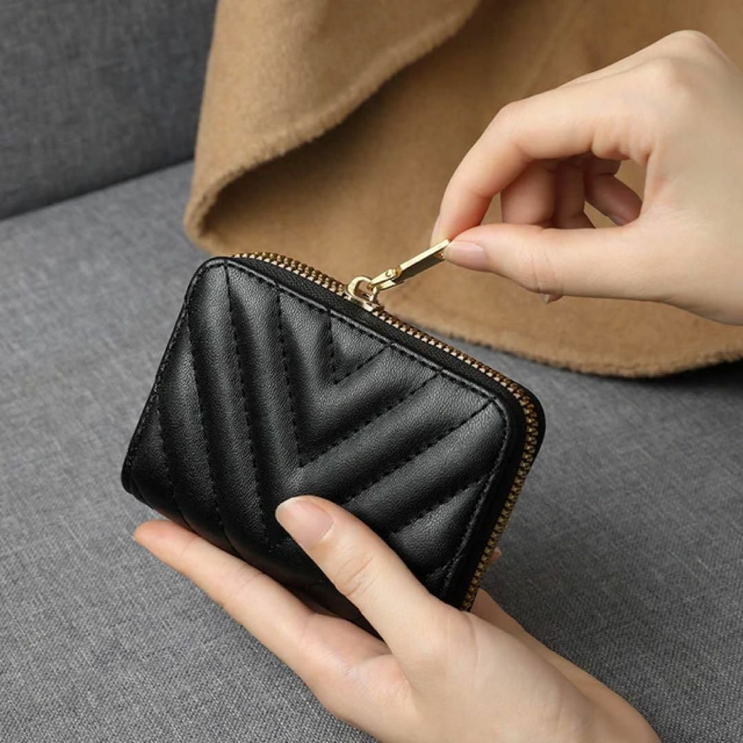 カードケース　黒　大容量　軽量　財布　ミニ財布　コインケース　小銭入れウォレット レディースのファッション小物(財布)の商品写真