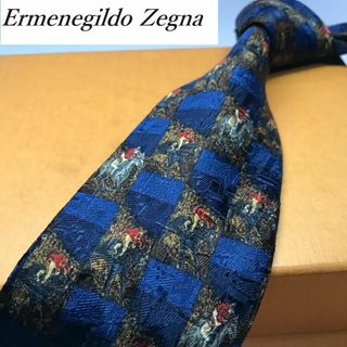 エルメネジルドゼニア(Ermenegildo Zegna)の★ エルメネジルドゼニア★  ブランド ネクタイ   伊製 紺色系 競馬(ネクタイ)