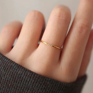 k18色ゴールド ピンキー ファインリング結婚指輪czダイヤモンド細目ステンレス(リング(指輪))