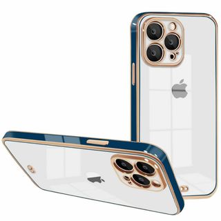 【色: ブルー】iphone13 pro max ケース クリアケース 耐衝撃 (その他)