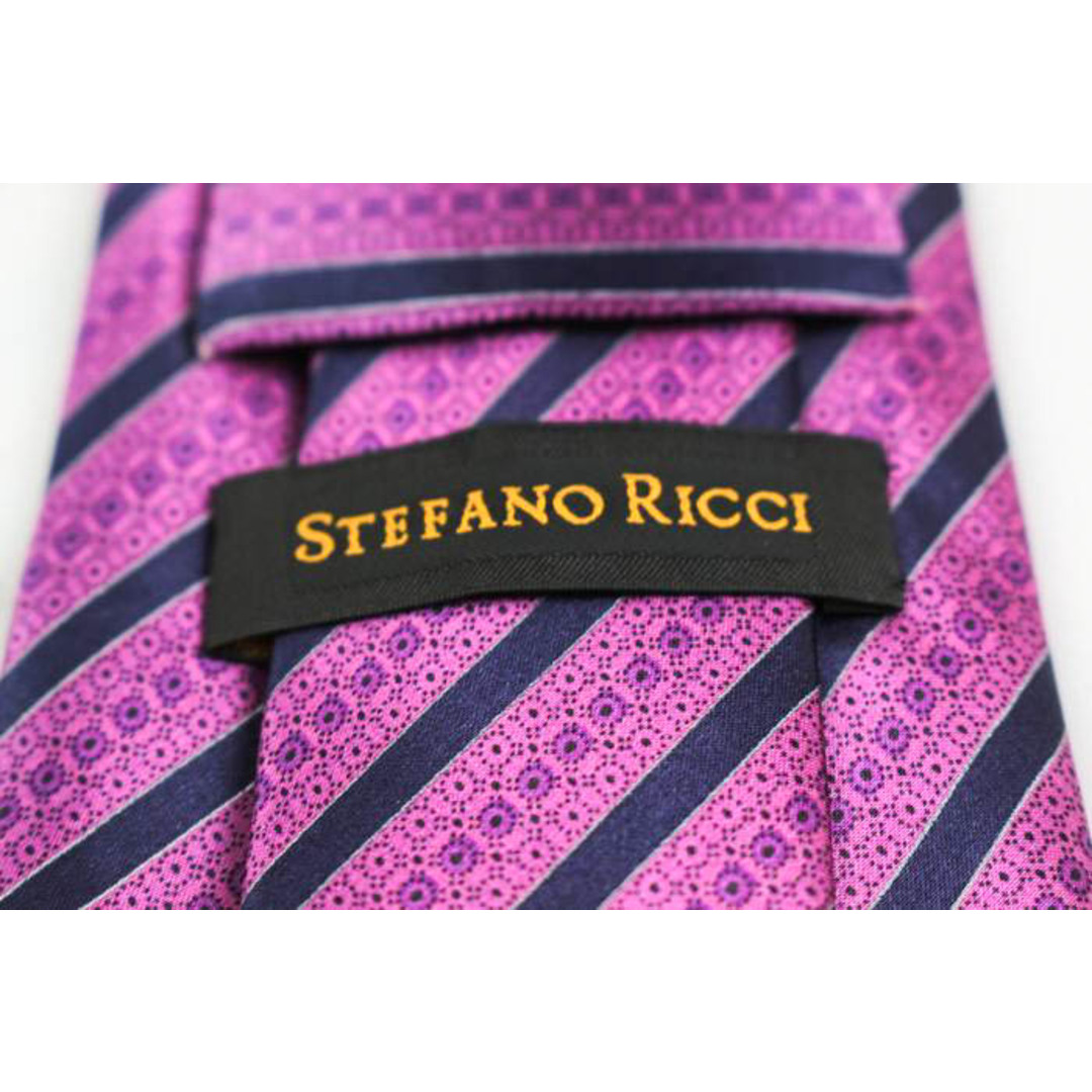 ステファノリッチ ブランド ネクタイ ストライプ柄 ドット シルク イタリア製 PO  メンズ ピンク STEFANO RICCI ｲﾀﾘｱ高級ﾌﾞﾗﾝﾄﾞ メンズのファッション小物(ネクタイ)の商品写真