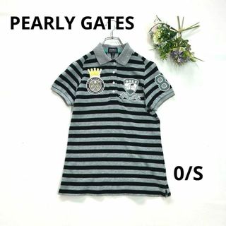 パーリーゲイツ(PEARLY GATES)のパーリーゲイツ　0/S 半袖ポロシャツ　ボーダー　ワッペン　グレー(ウエア)