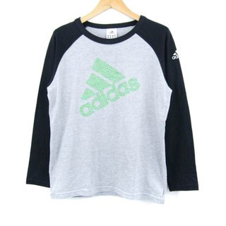 アディダス(adidas)のアディダス 長袖Ｔシャツ トップス ロゴT ラグランT スポーツウエア キッズ 男の子用 160サイズ 黒×グレー adidas(Tシャツ/カットソー)