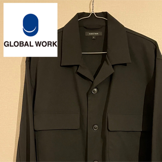 GLOBAL WORK オープンカラー ダブルポケット 長袖シャツ