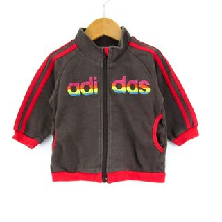 アディダス ブルゾン ジャケット アウター スウェット スポーツウエア ベビー 男の子用 80サイズ 茶×赤 adidas