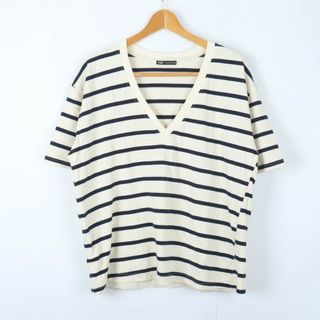 ザラ(ZARA)のザラ 半袖Ｔシャツ トップス ボーダー レディース Lサイズ ベージュ ZARA(Tシャツ(半袖/袖なし))