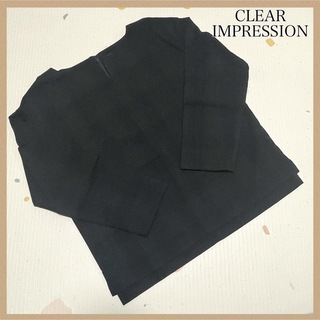 CLEAR IMPRESSION - 【クリアインプレッション】 長袖ブラウス2 シックシャツ 緑 紫 ストライプ
