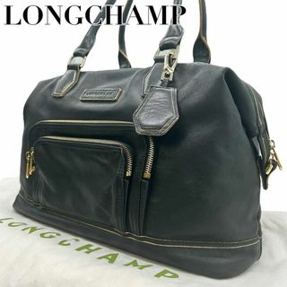 ロンシャン(LONGCHAMP)の良品　LONGCHAMP ロンシャンs95 レザー　ハンドバッグ　ブラック　黒(ハンドバッグ)