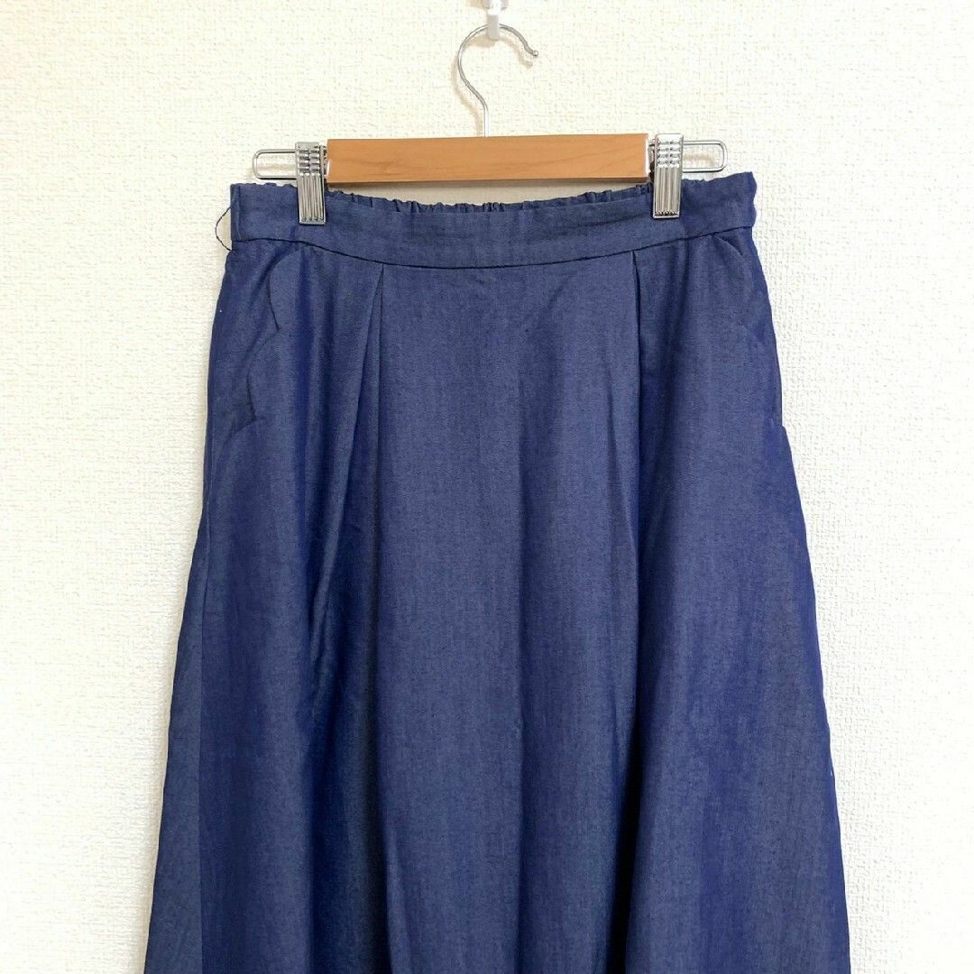 Couture Brooch(クチュールブローチ)のクチュールブローチ　フレアスカート　M　ブルー　デニム　スカラップ　ひざ丈 レディースのスカート(ひざ丈スカート)の商品写真