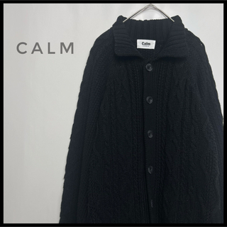 カーム(CALM)のCalm カーム　ニットセーター　ポロシャツ　襟付き　ブラック　ケーブルニット風(ニット/セーター)