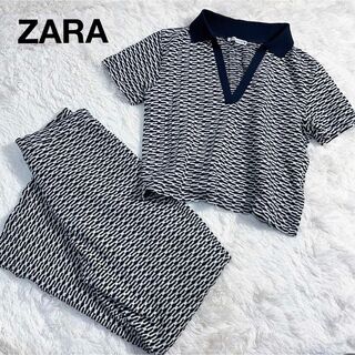 ザラ(ZARA)のZARA セットアップ スキッパー クロップド ポロシャツ リゾート 楽ちん(セット/コーデ)