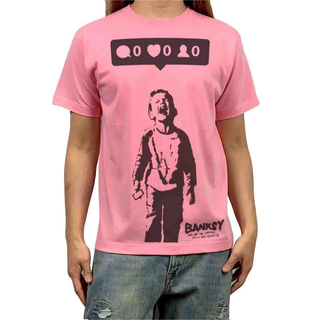 新品 ビッグ プリント BANKSY バンクシー グラフィティ ピンク Tシャツ(Tシャツ/カットソー(半袖/袖なし))