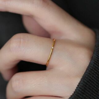 k18色ゴールド●ピンキー ファインリング結婚指輪czダイヤモンド細目ステンレス(リング(指輪))