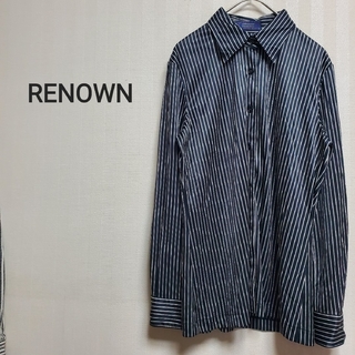 【RENOWN】ストライプシャツ　黒(シャツ/ブラウス(長袖/七分))