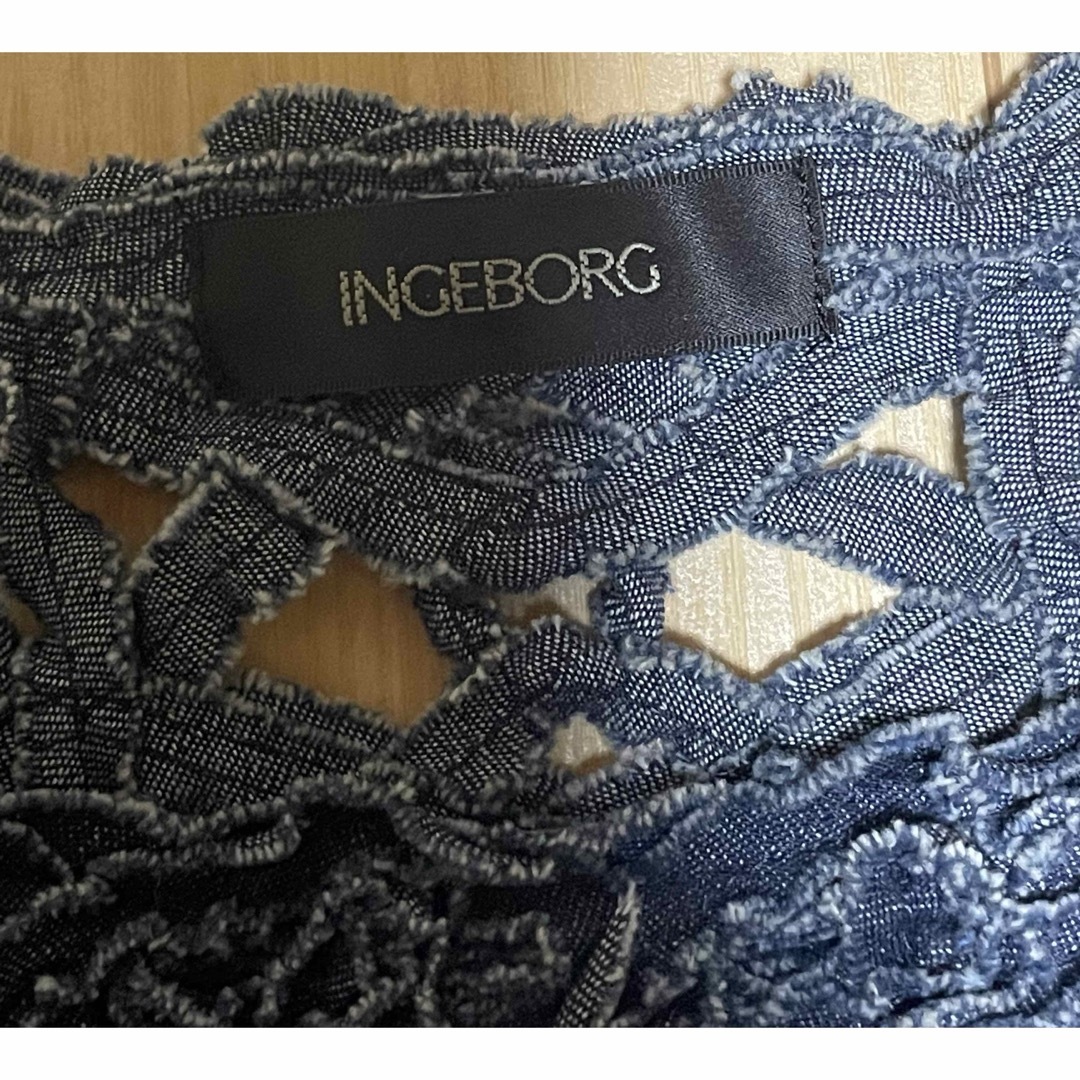 INGEBORG(インゲボルグ)の【美品】レア インゲボルグ　デニム 加工 パッチワーク ワンピース  11号 レディースのワンピース(ロングワンピース/マキシワンピース)の商品写真