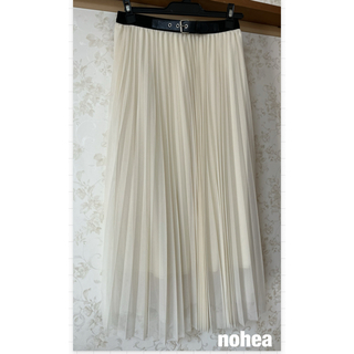 nohea  ロングシフォンスカート　ベルト付　未使用　白スカート(ロングスカート)