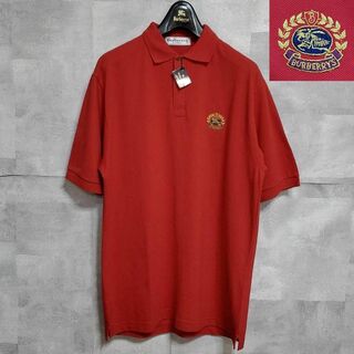 バーバリー(BURBERRY)の未使用 タグ付 XL バーバリー エンブレム 刺繍 ポロシャツ 赤 ワンポイント(Tシャツ/カットソー(半袖/袖なし))