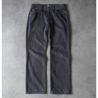 セブンフォーオールマンカインド(7 for all mankind)の00s 7 for all mankind USA製 ストレート ブラックデニム(デニム/ジーンズ)