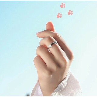 オープンリング 猫耳 アニマル 指輪 調整可能 海外 アクセサリー ピンク(リング(指輪))