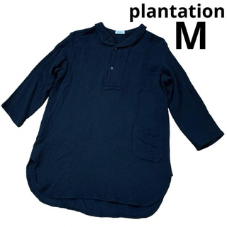 Plantation - プランテーション　シャツ　ブラウス　トップス　黒　綿毛混