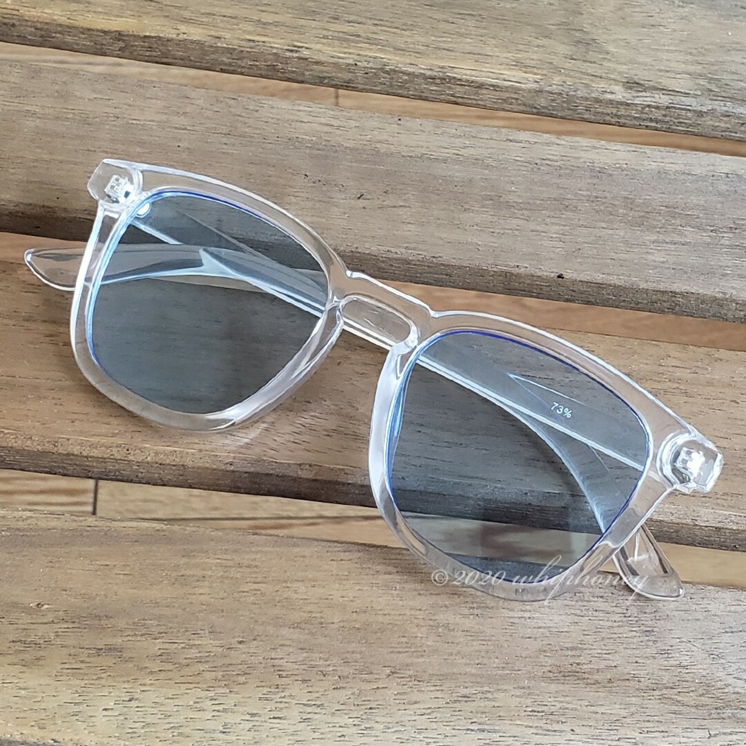 スクウェアウェリントンクリアフレームライトブルーレンズ サングラス メンズのファッション小物(サングラス/メガネ)の商品写真