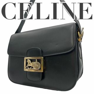 セリーヌ(celine)のCELINE セリーヌ　D5 馬車金具　レザー　黒　ショルダーバッグ　フラップ(ショルダーバッグ)