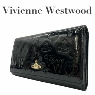 ヴィヴィアンウエストウッド(Vivienne Westwood)の美品　ヴィヴィアンウエストウッド　m3 エナメル　長財布　モノグラム　オーブ(Tシャツ(半袖/袖なし))