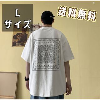 ビッグシルエット Tシャツ ペイズリー 半袖 ストリート アメカジ ホワイト L(Tシャツ/カットソー(半袖/袖なし))