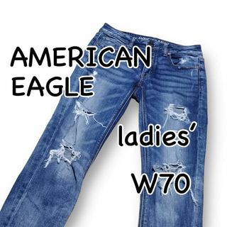 アメリカンイーグル(American Eagle)のアメリカンイーグル TOMGIRL STRETCH ダメージ加工 ウエスト70(デニム/ジーンズ)