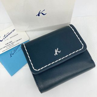 Kitamura - ✨未使用✨Kitamura キタムラ  2つ折り財布 ステッチ　ネイビー　レザー