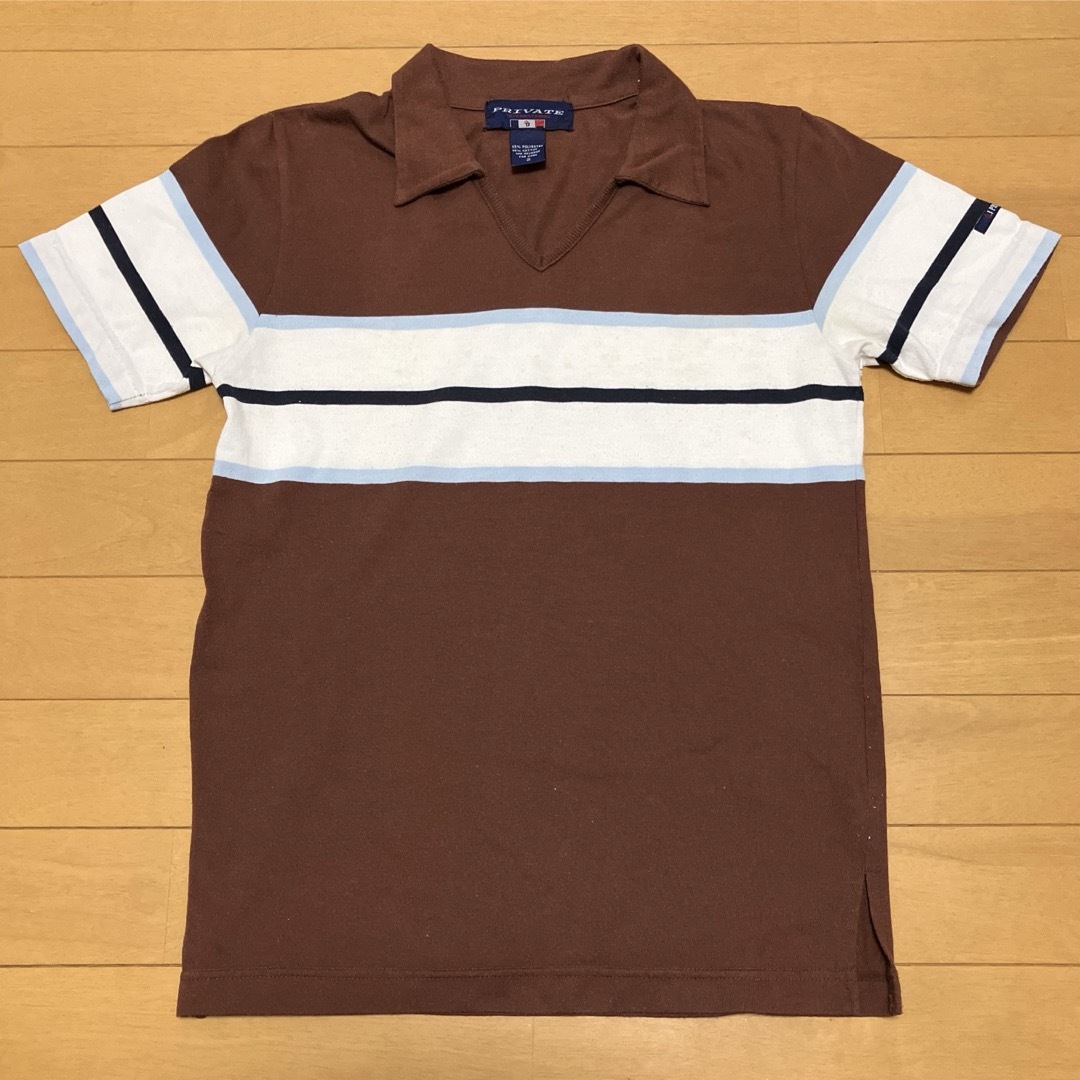 Tシャツ　ブラウン×ブルー×ホワイト レディースのトップス(Tシャツ(半袖/袖なし))の商品写真