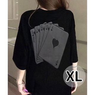 ブラック Tシャツ トランプ XL ゆったり カジュアル 個性 半袖 メンズ 黒(Tシャツ(半袖/袖なし))