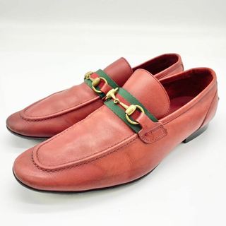 グッチ(Gucci)のグッチ ローファー 41.5 シェリーライン ホースビット 赤茶 28.5cm(その他)