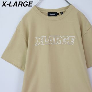 XLARGE - 【ビッグロゴ】エクストララージ／Tシャツ　刺繍ロゴ　ベージュ黄色　Sサイズ　美品