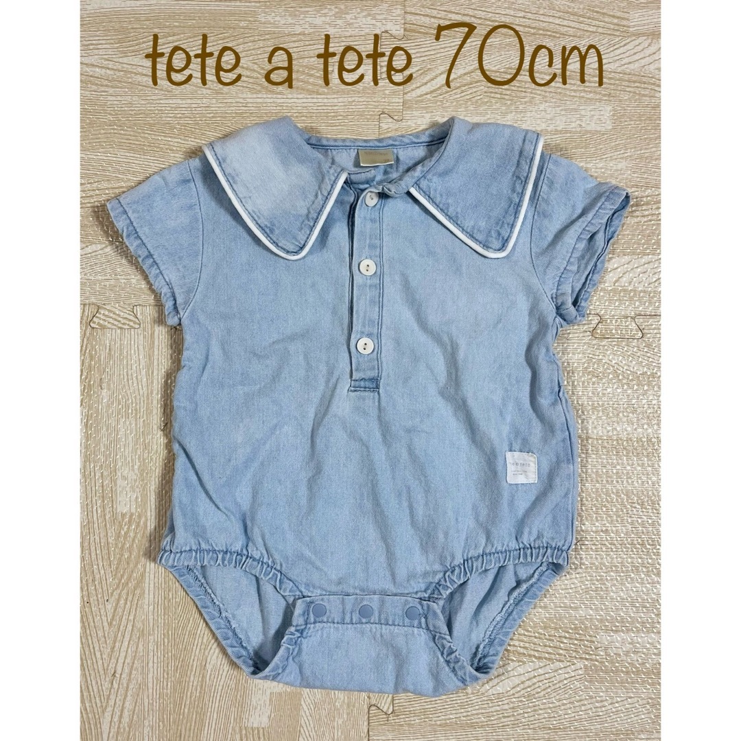 tete a tete(テータテート)のtete a tete テータテート セーラー デニム ロンパース 70cm キッズ/ベビー/マタニティのベビー服(~85cm)(ロンパース)の商品写真