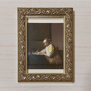 ヨハネス・フェルメール 《手紙を書く女》　美しい額入りポストカード　1665年頃(絵画/タペストリー)