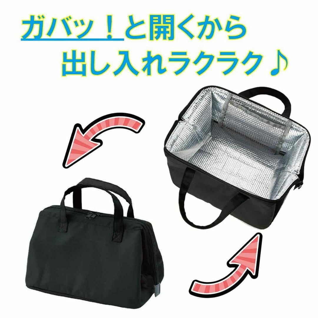 【色: ブラック】Good Living 保冷 保温 ランチ バッグ がま口 デ インテリア/住まい/日用品のキッチン/食器(弁当用品)の商品写真