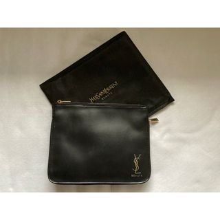 イヴサンローラン(Yves Saint Laurent)の【YSL】イヴ•サンローラン レザーポーチ ブラック 【新品未使用】(ポーチ)