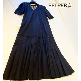 希少★美品★BELPER ドッキングプリーツワンピース　カットオフ　ドレス(ロングワンピース/マキシワンピース)