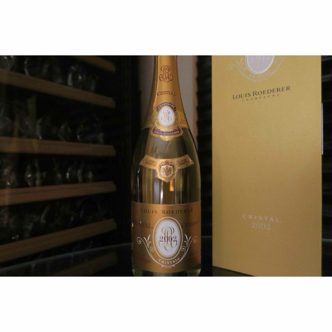 ルイロデレール クリスタル 2002年 PP96点 シャンパン ケース付き 食品/飲料/酒の酒(シャンパン/スパークリングワイン)の商品写真