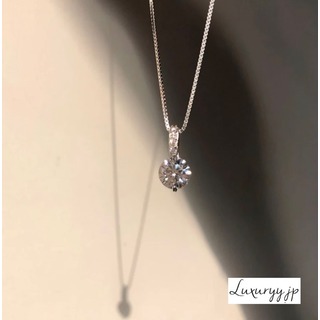 ✨最高級✨CZ ダイヤモンド プラチナコート シルバー925 ネックレス　一粒石(ネックレス)