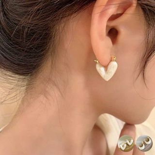 ハートピアス レディース 耳飾り U字型 ピアス アクセサリー ワンキャッチ(ピアス)